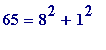 65 = 8^2+1^2